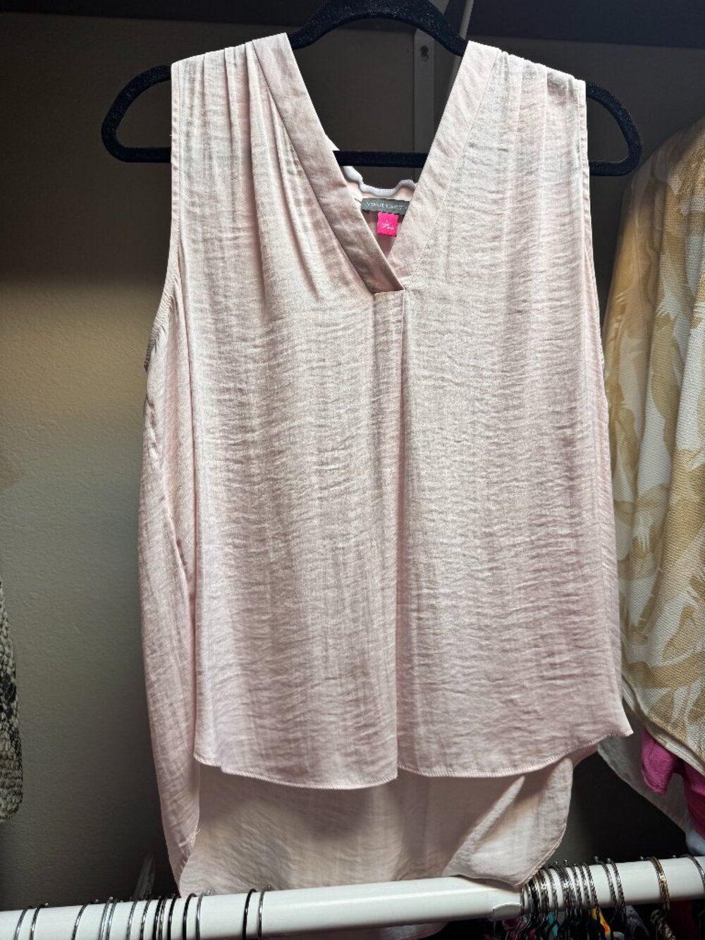 Vince Camuto Blush Pink Sleeveless High-Low Blouse Size Large